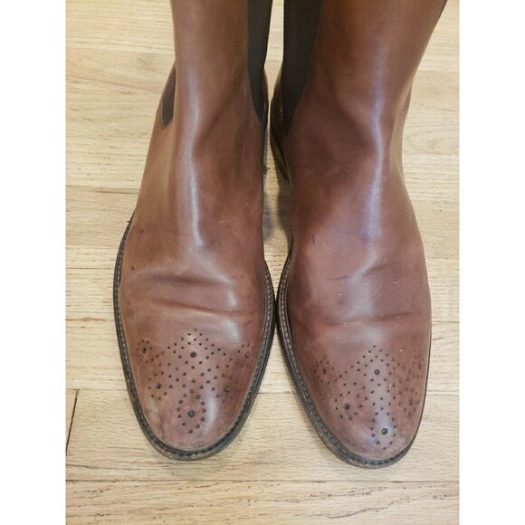 Polo Ralph Lauren Boots Chelsea Mens Brown Brogue Leather Italy 11 D - Picture 2 of 16